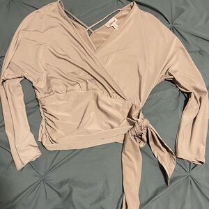 Women's Taupe Wrap Top by willow root NWOT